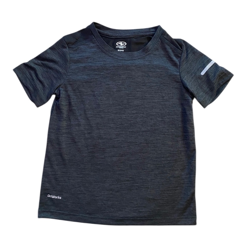 Athletic Works Boys XS 4‑5 Dark Gray Active Tee DriWorks Moisture‑Wicking